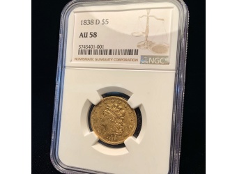 1838-D $5 Liberty Gold AU58 NGC