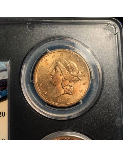 1856-S $20 Liberty SSCA AU58 No Serif-Tilted S PCGS