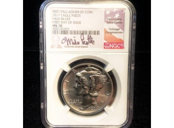 2017 $25 Palladium Eagle Burnished HR MS70 NGC