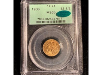 1908 $2.50 Indian Gold MS65 CAC PCGS