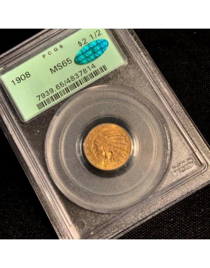 1908 $2.50 Indian Gold MS65 CAC PCGS