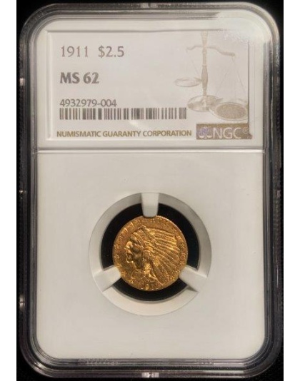 1911 $2.50 Indian Gold MS62 NGC