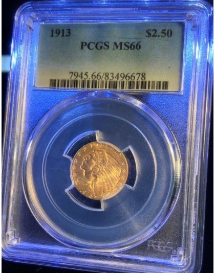 1913 $2.50 Indian Gold MS66 PCGS