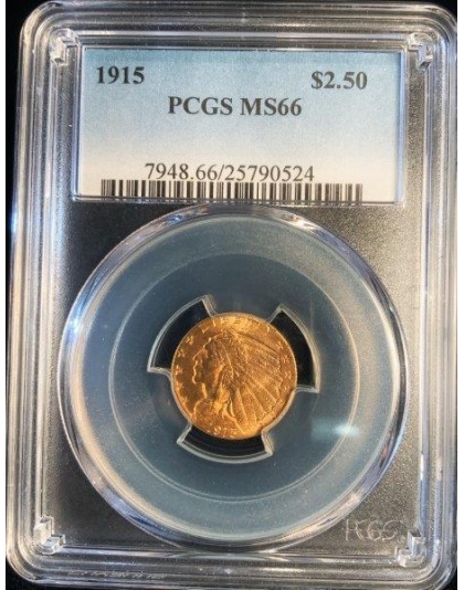 1915 $2.50 Indian Gold MS66 PCGS