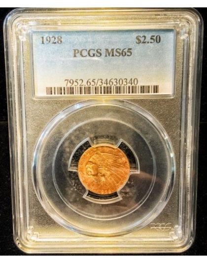 1928 $2.50 Indian Gold MS65 PCGS