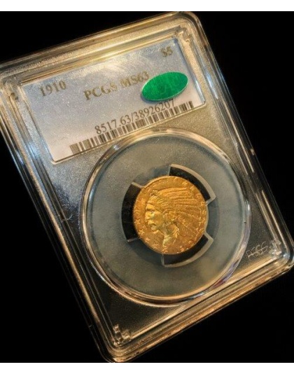 1910 $5 Indian Gold MS63 CAC PCGS