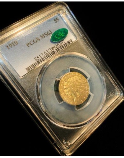 1910 $5 Indian Gold MS63 CAC PCGS