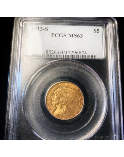 1913-S $5 Indian Gold MS63 PCGS