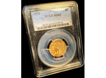 1929 $5 Indian Gold MS63 PCGS