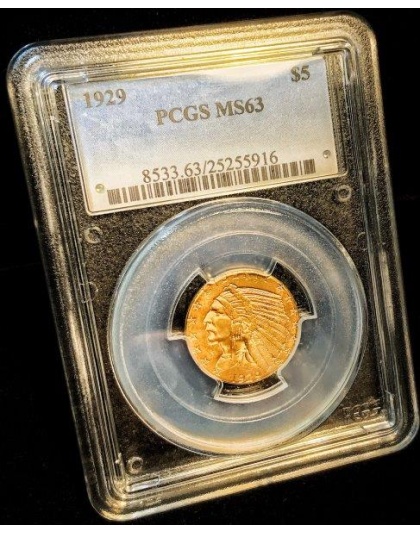 1929 $5 Indian Gold MS63 PCGS