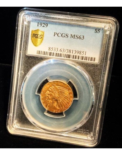 1929 $5 Indian Gold MS63 PCGS
