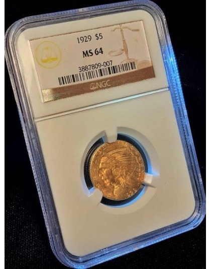 1929 $5 Indian Gold MS64 NGC