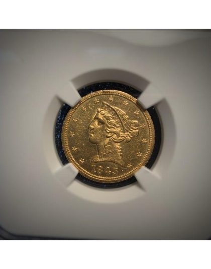 1843-O $5 Liberty Gold AU58 Small Letters NGC