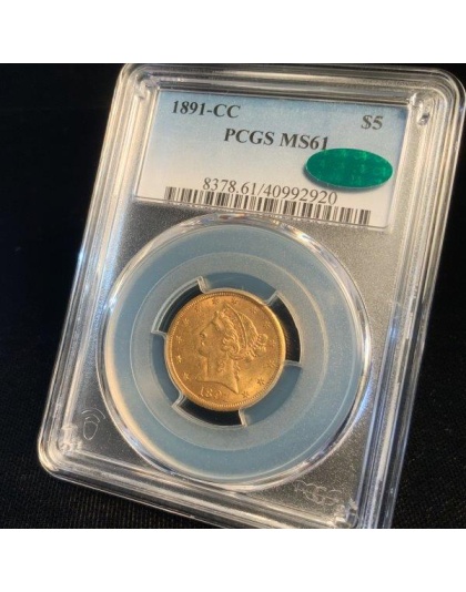 1891-CC $5 Liberty Gold MS61 CAC PCGS