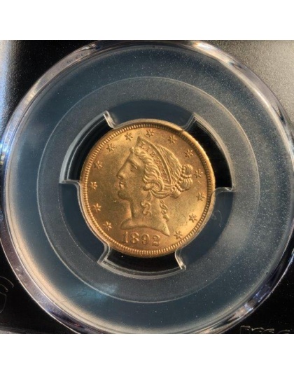 1892-CC $5 Liberty Gold MS62 CAC PCGS