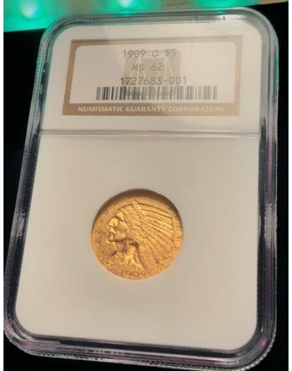 1909-O $5 Liberty Gold MS62 NGC
