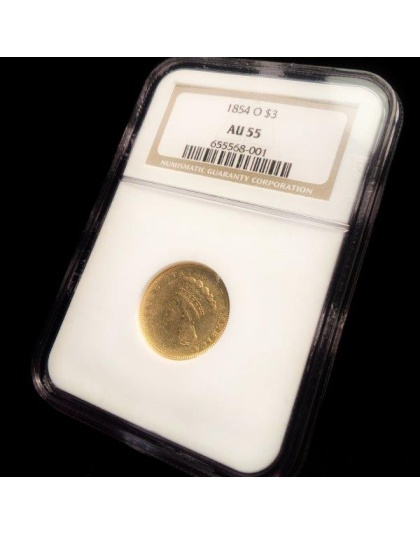1854-O $3 Princess AU55 NGC
