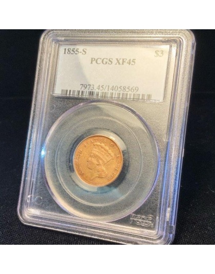 1855-S $3 Princess XF45 PCGS
