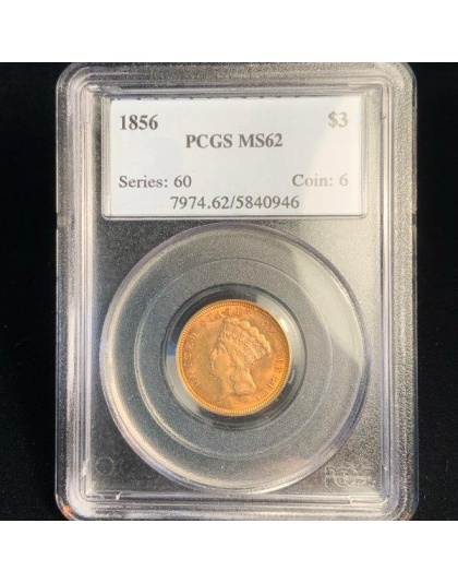 1856 $3 Princess MS62 PCGS