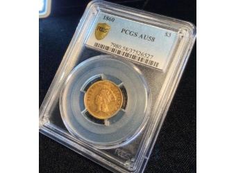 1860 $3 Princess AU58 PCGS