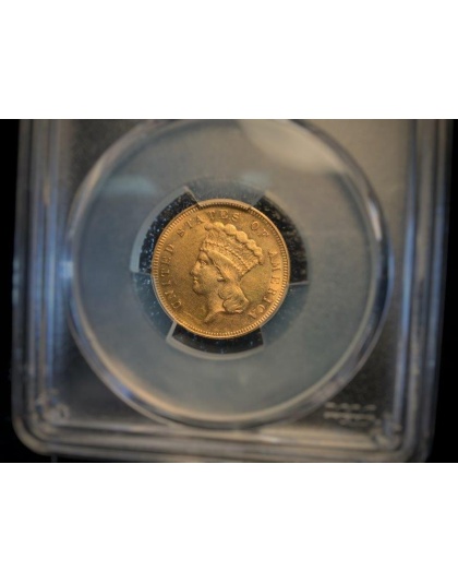 1866 $3 Princess AU58 PCGS