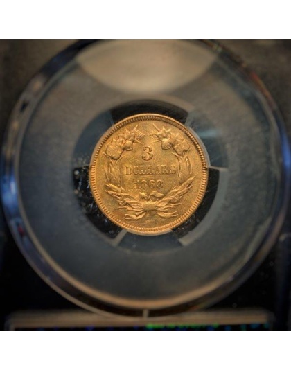 1868 $3 Princess AU58 PCGS