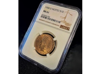 1908-D $10 Indian Gold w/Motto MS61 NGC