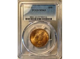 1908-S $10 Indian Gold MS63 PCGS