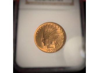 1908 $10 Indian Gold No Motto MS65 NGC