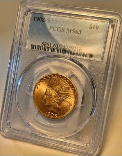 1908-S $10 Indian Gold MS63 PCGS