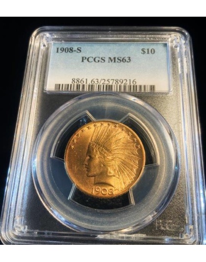 1908-S $10 Indian Gold MS63 PCGS