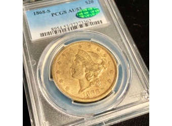 1868 $20 Liberty AU53 CAC PCGS