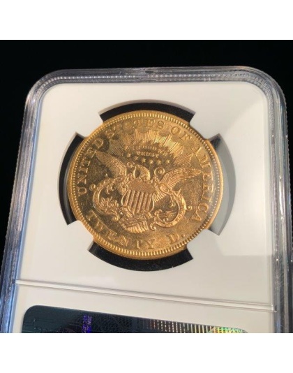1868 $20 Liberty AU58 CAC NGC