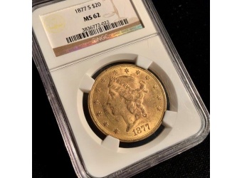 1877-S $20 Liberty MS62 NGC