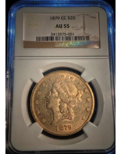 1879-CC $20 Liberty AU55 NGC