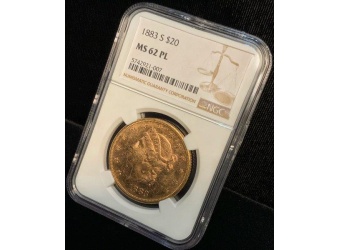 1883 $20 Liberty MS62 PL NGC