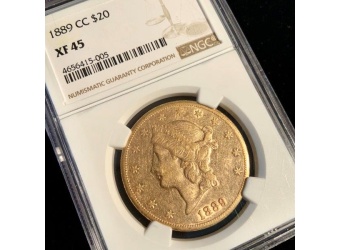 1889-CC $20 Liberty XF45 NGC