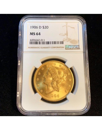 1906-D $20 Liberty MS64 NGC