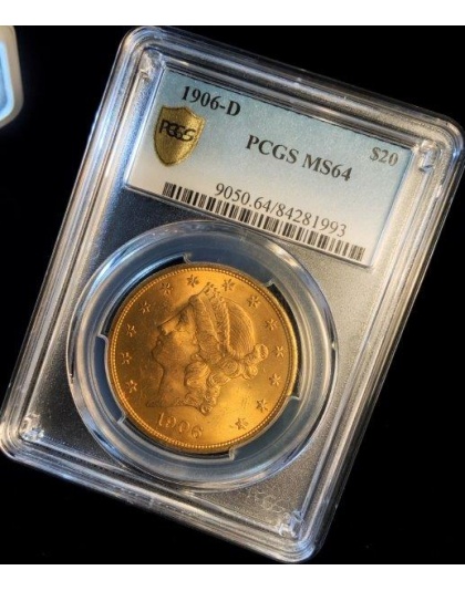 1906-D $20 Liberty MS64 PCGS