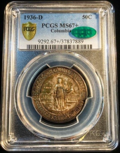 1936-D Columbia MS67+ CAC PCGS