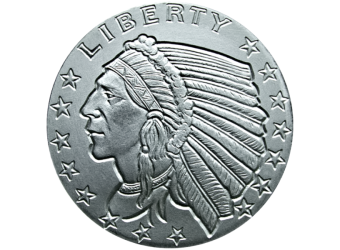 SILVER ROUNDS 1 OZ 1 OZ SILVER ROUND INCUSE INDIAN DESIGN GOLDEN STATE MINT