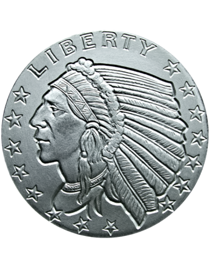 SILVER ROUNDS 1 OZ 1 OZ SILVER ROUND INCUSE INDIAN DESIGN GOLDEN STATE MINT