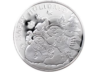 SILVER ROUNDS 1 OZ 1 OZ SILVER CHRISTMAS ROUND SNOWMAN
