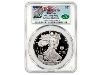 2025-W 1 oz American Silver Eagle U.S. Army Privy PR70
