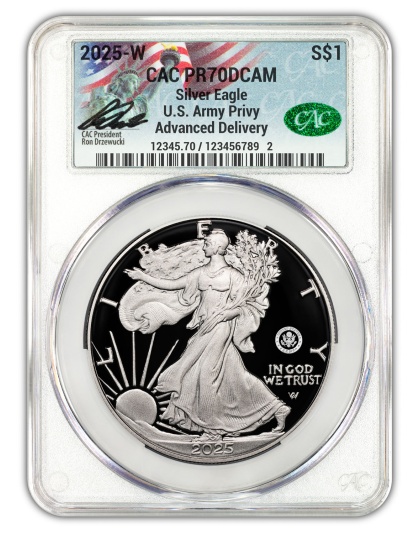 2025-W 1 oz American Silver Eagle U.S. Army Privy PR70